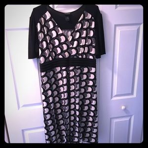 Lane Bryant Black, Cream, Gray Midi Dress
